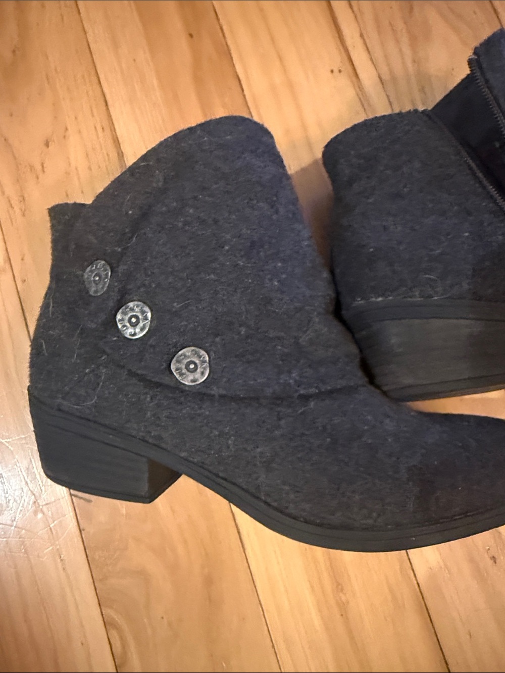 Women's Blowfish Dark Gray Button Ankle Boots - Classic Felt Look